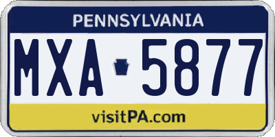 PA license plate MXA5877