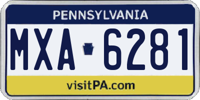 PA license plate MXA6281