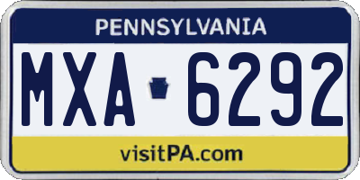 PA license plate MXA6292