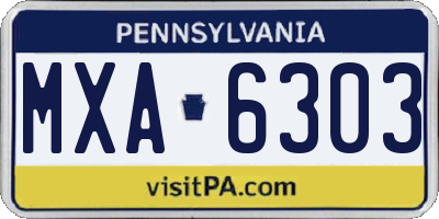 PA license plate MXA6303
