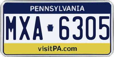 PA license plate MXA6305