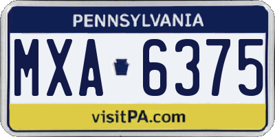 PA license plate MXA6375