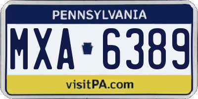 PA license plate MXA6389
