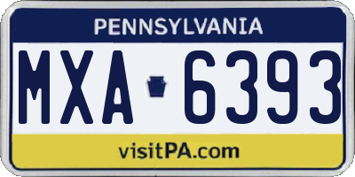 PA license plate MXA6393