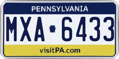 PA license plate MXA6433