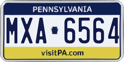 PA license plate MXA6564