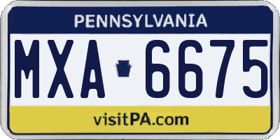 PA license plate MXA6675