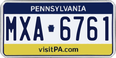 PA license plate MXA6761