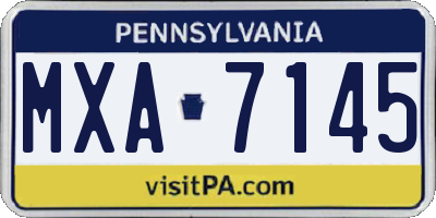 PA license plate MXA7145
