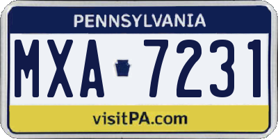 PA license plate MXA7231
