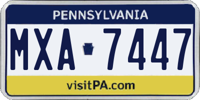 PA license plate MXA7447