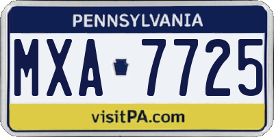 PA license plate MXA7725