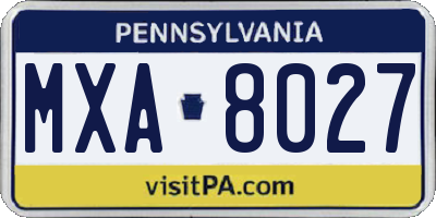PA license plate MXA8027