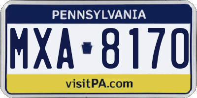 PA license plate MXA8170