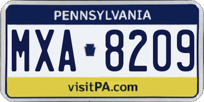 PA license plate MXA8209