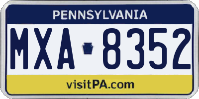 PA license plate MXA8352
