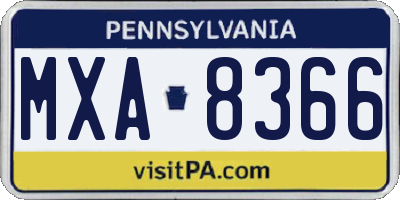 PA license plate MXA8366