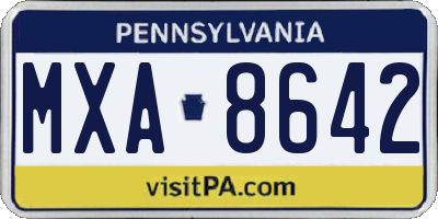 PA license plate MXA8642