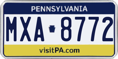 PA license plate MXA8772