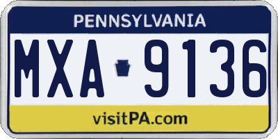 PA license plate MXA9136