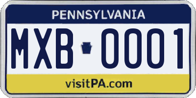 PA license plate MXB0001