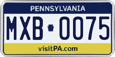 PA license plate MXB0075