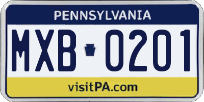 PA license plate MXB0201