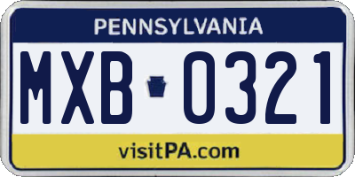 PA license plate MXB0321