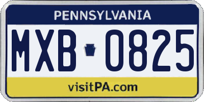 PA license plate MXB0825