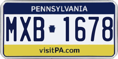 PA license plate MXB1678
