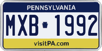 PA license plate MXB1992