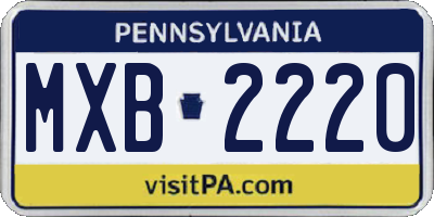 PA license plate MXB2220
