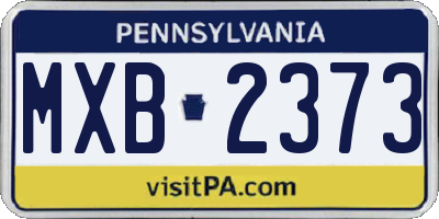 PA license plate MXB2373