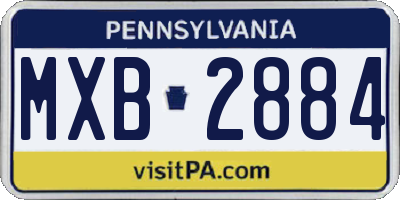 PA license plate MXB2884