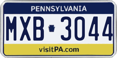 PA license plate MXB3044