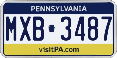 PA license plate MXB3487