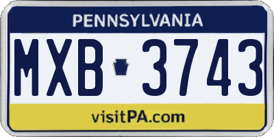 PA license plate MXB3743