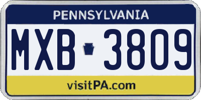 PA license plate MXB3809