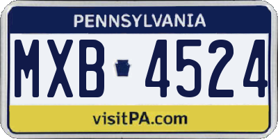 PA license plate MXB4524
