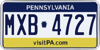 PA license plate MXB4727