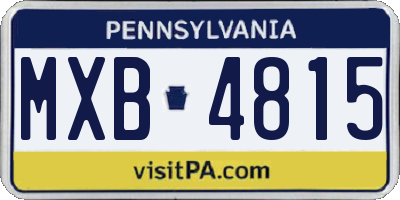 PA license plate MXB4815