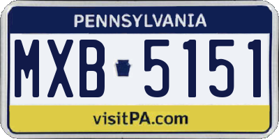 PA license plate MXB5151