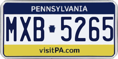 PA license plate MXB5265