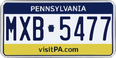 PA license plate MXB5477