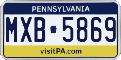 PA license plate MXB5869