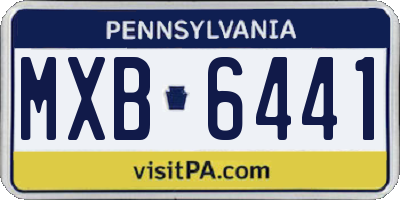 PA license plate MXB6441
