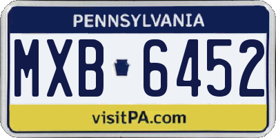 PA license plate MXB6452