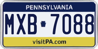 PA license plate MXB7088