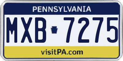 PA license plate MXB7275
