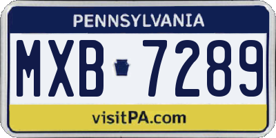 PA license plate MXB7289